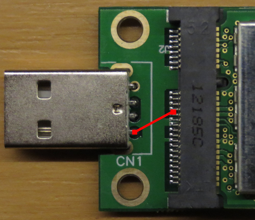Diagram of USB to Mini PCIe converter modification for mCard
