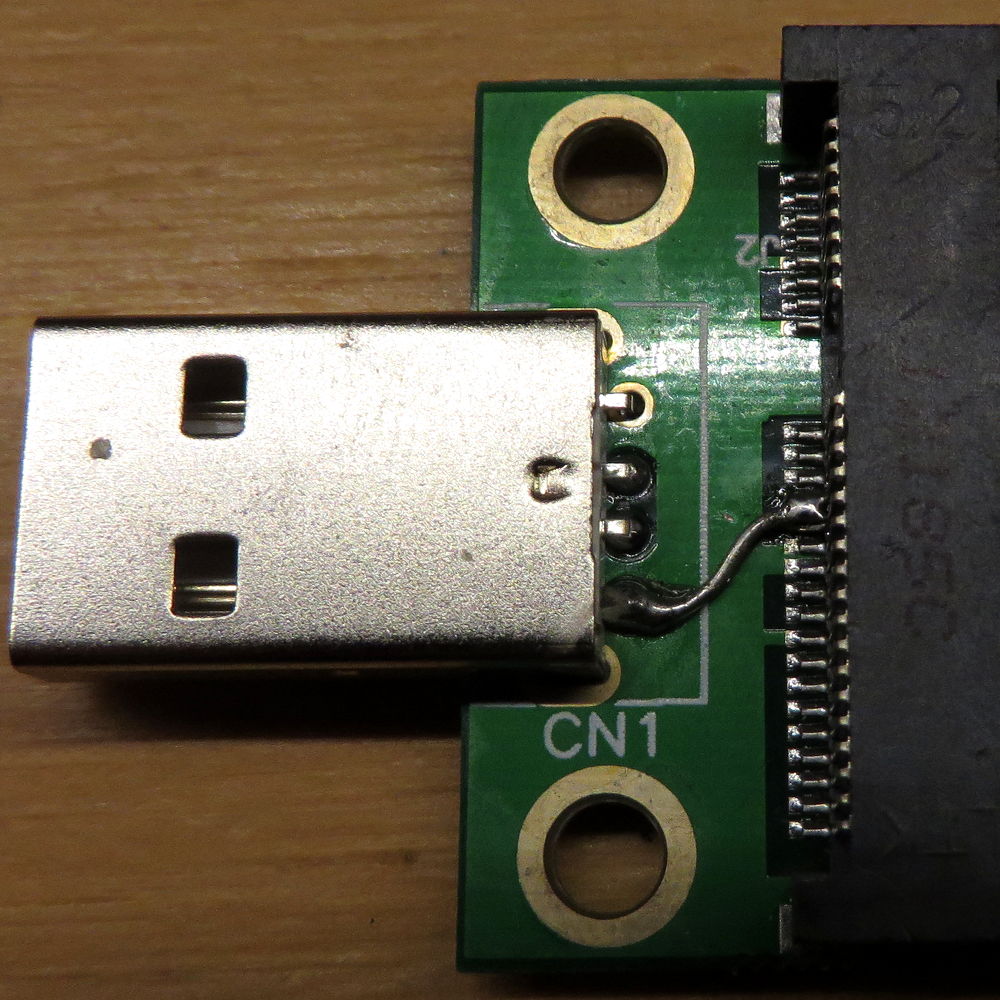 Finished modification of USB to Mini PCIe converter for mCard