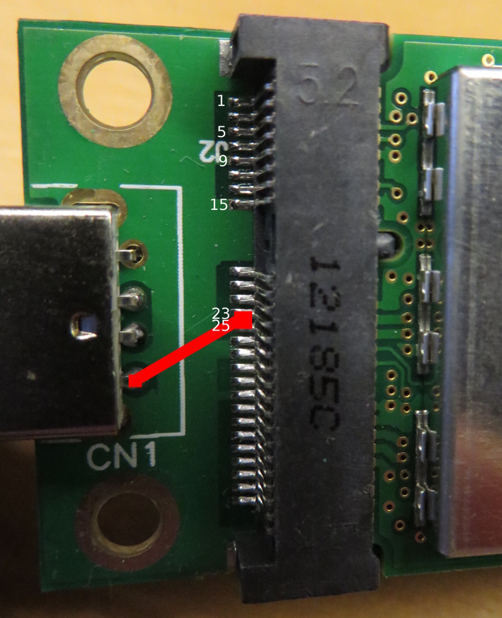 Diagram of USB to Mini PCIe converter modification for mCard